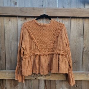High Neck Lace Fringe Vintage Style Top
